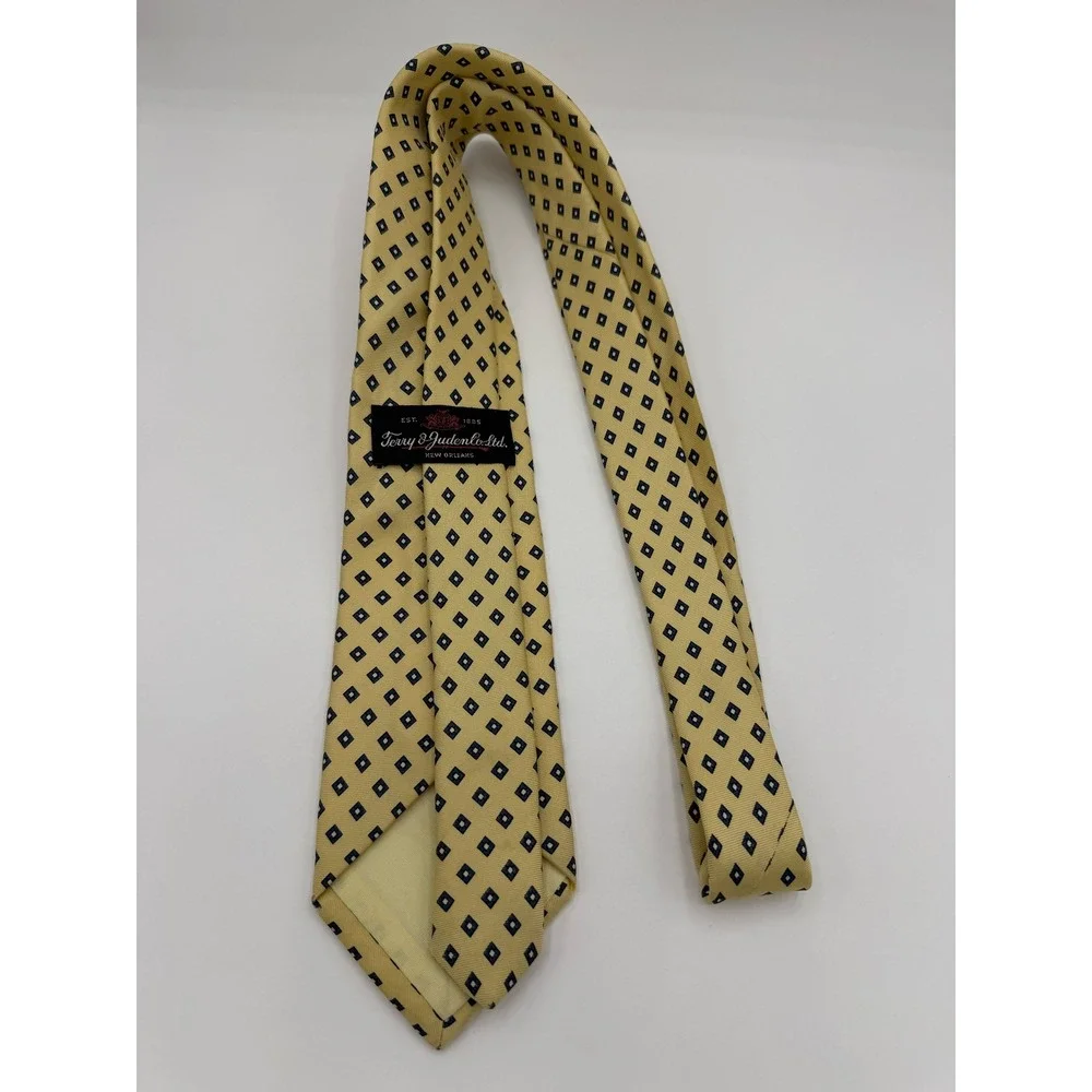 Terry & Juden Co Ltd New‎ Orleans Mens Silk Tie Yellow Geometric Diamond Pattern